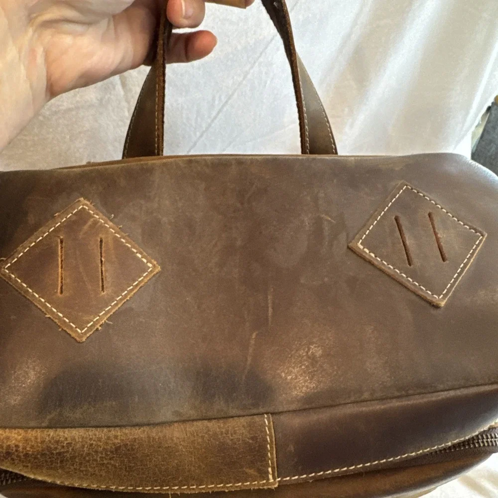 Leather Bag Laptop Backpack Genuine Rucksack Vintage Travel Men's Brown 13x14
